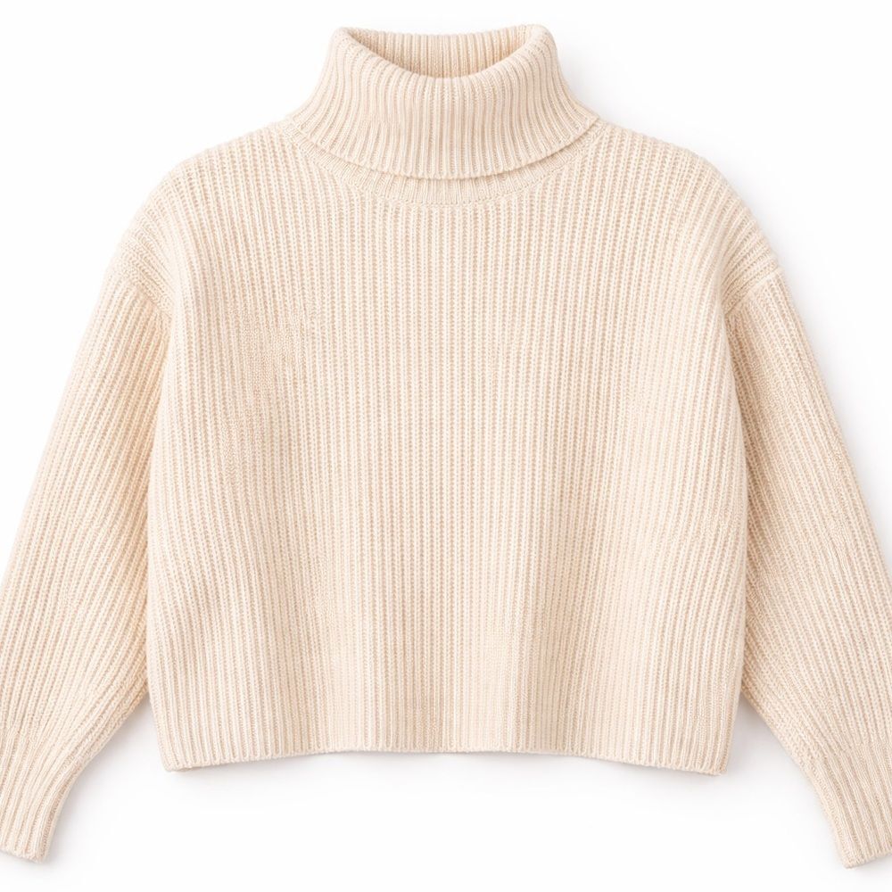 Elegant Cream Turtle Neck Sweater